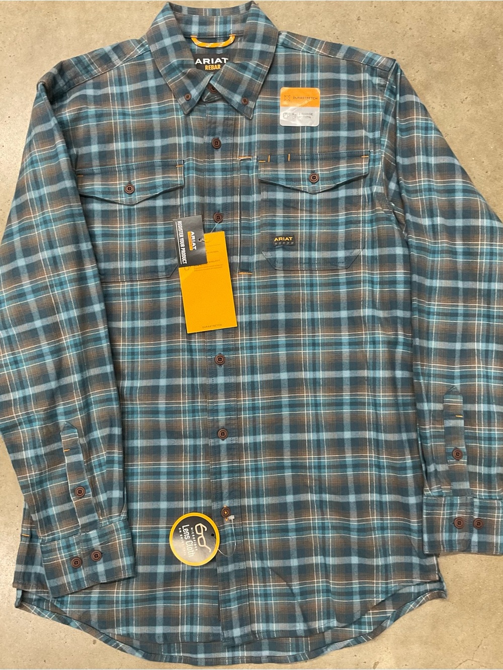 Ariat Teal & Brown Plaid Button-Up Shirt